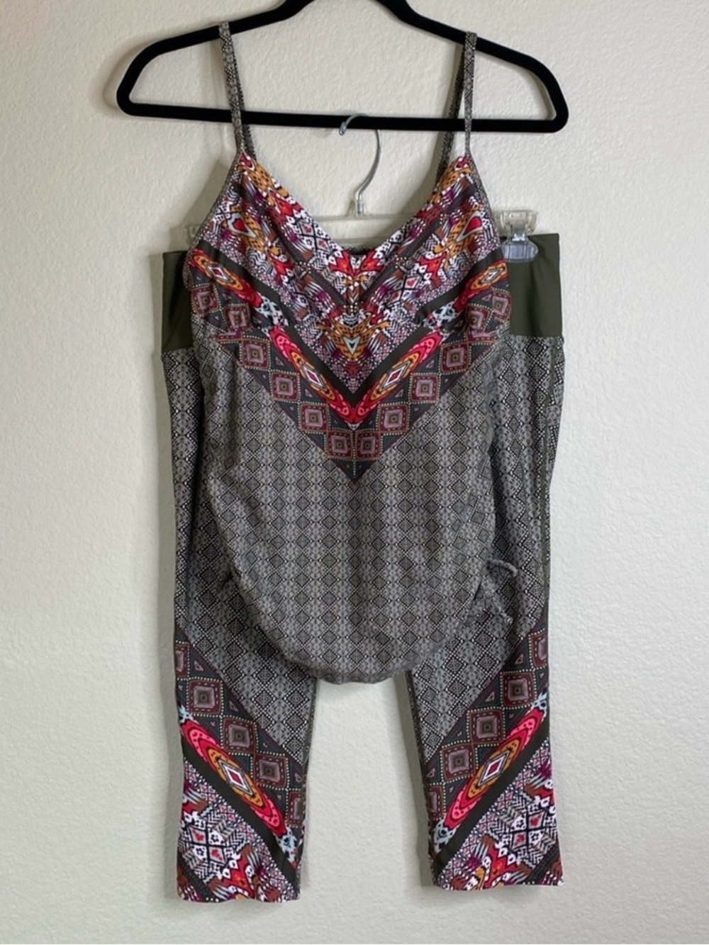 Prana bathing swimsuit tankini leggings women’s large green